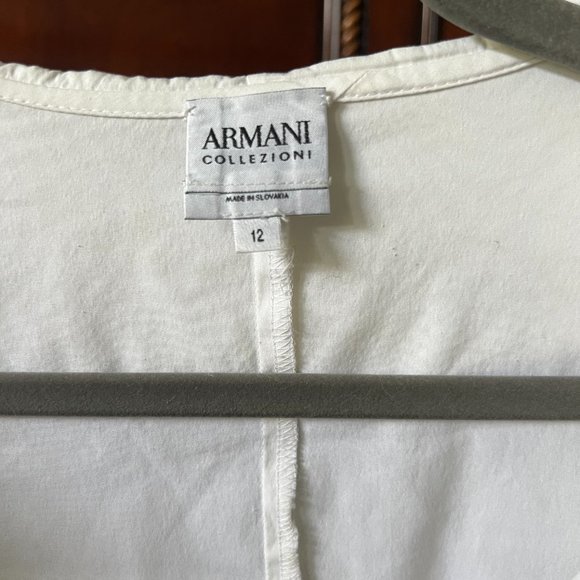 GUC Armani Collection Plunge Neck Button-Up Blouse - Picture 4 of 6